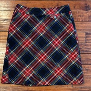 L.L. Bean Red and Black Plaid A-Line Skirt